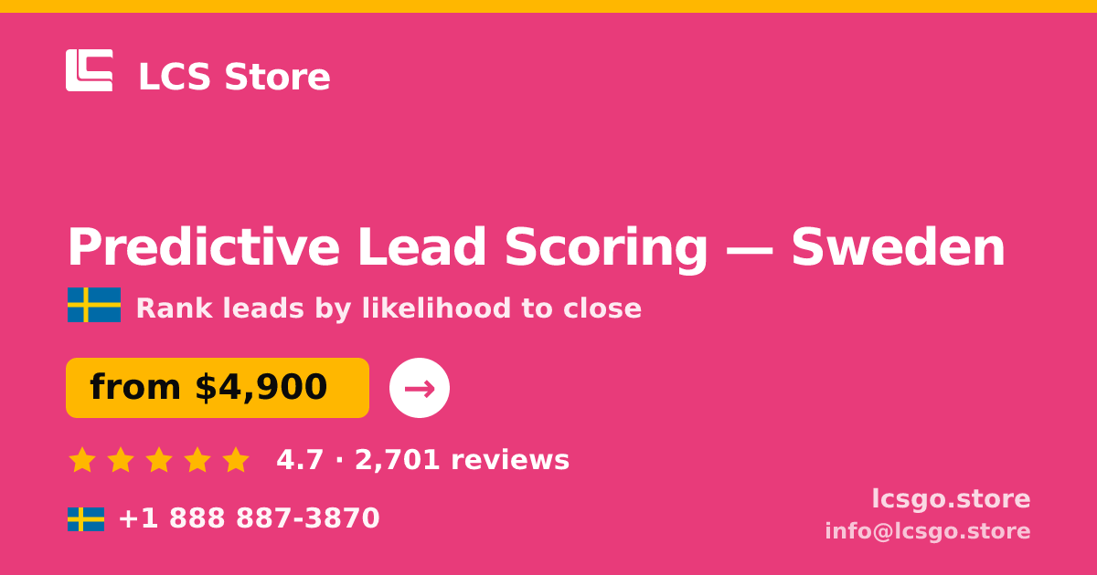 Predictive Lead Scoring in Malmö — from $7,300, rated 4.6/5 by 1015 clients. LCS Store.