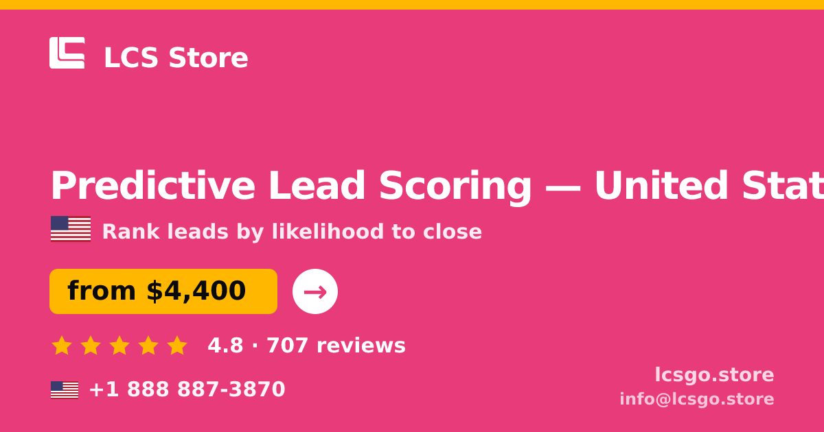 Predictive Lead Scoring in United States — from $4,400, rated 4.8/5 by 707 clients. LCS Store.