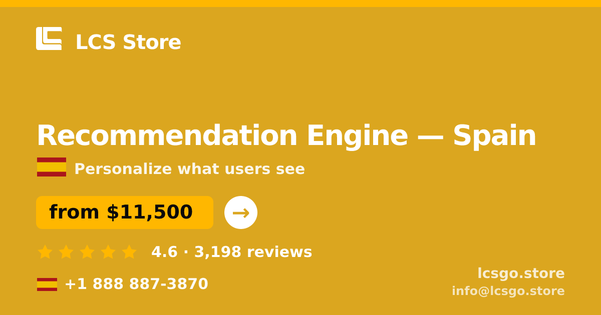 Recommendation Engine in Spain — from $11,500, rated 4.6/5 by 3198 clients. LCS Store.