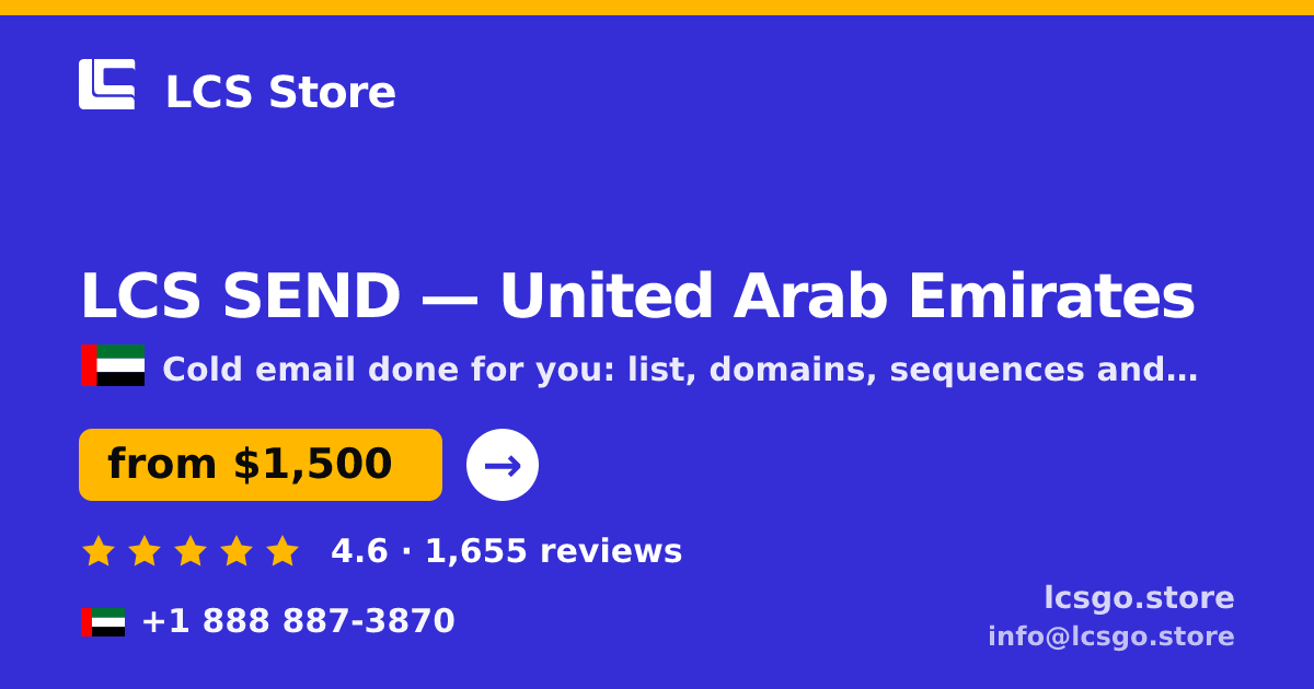 LCS SEND in United Arab Emirates — from $1,500/mo, rated 4.6/5 by 1655 clients. LCS Store.
