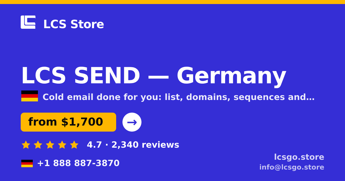 LCS SEND in Germany — from $1,700/mo, rated 4.7/5 by 2340 clients. LCS Store.