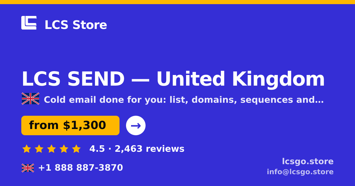 LCS SEND in United Kingdom — from $1,300/mo, rated 4.5/5 by 2463 clients. LCS Store.