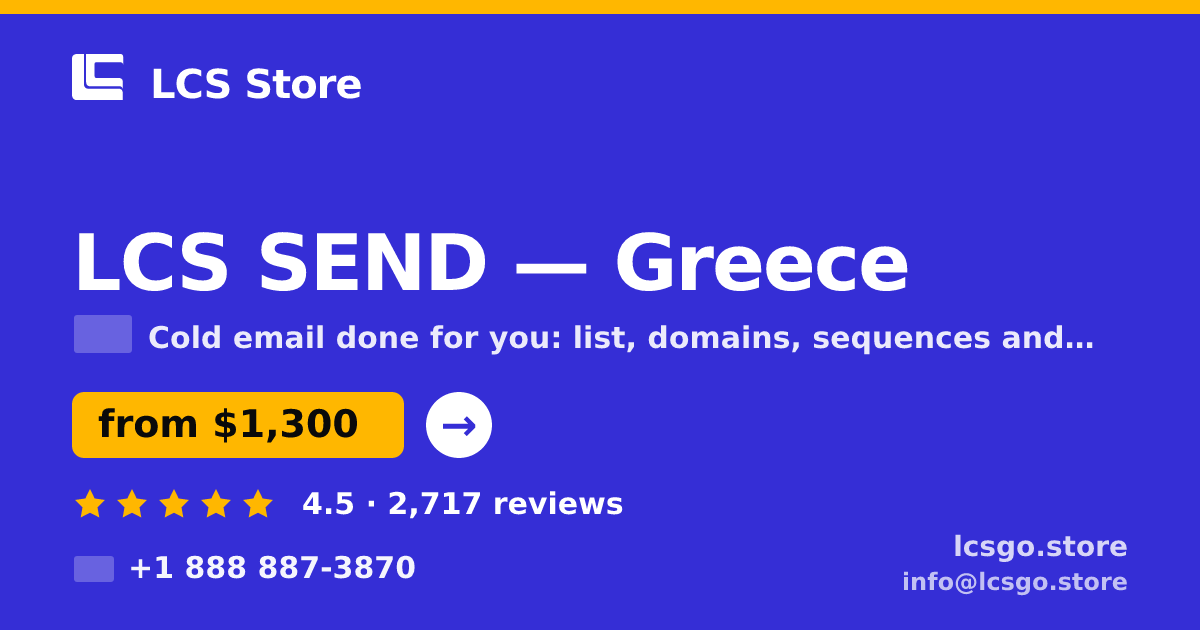 LCS SEND in Greece — from $1,300/mo, rated 4.5/5 by 2717 clients. LCS Store.