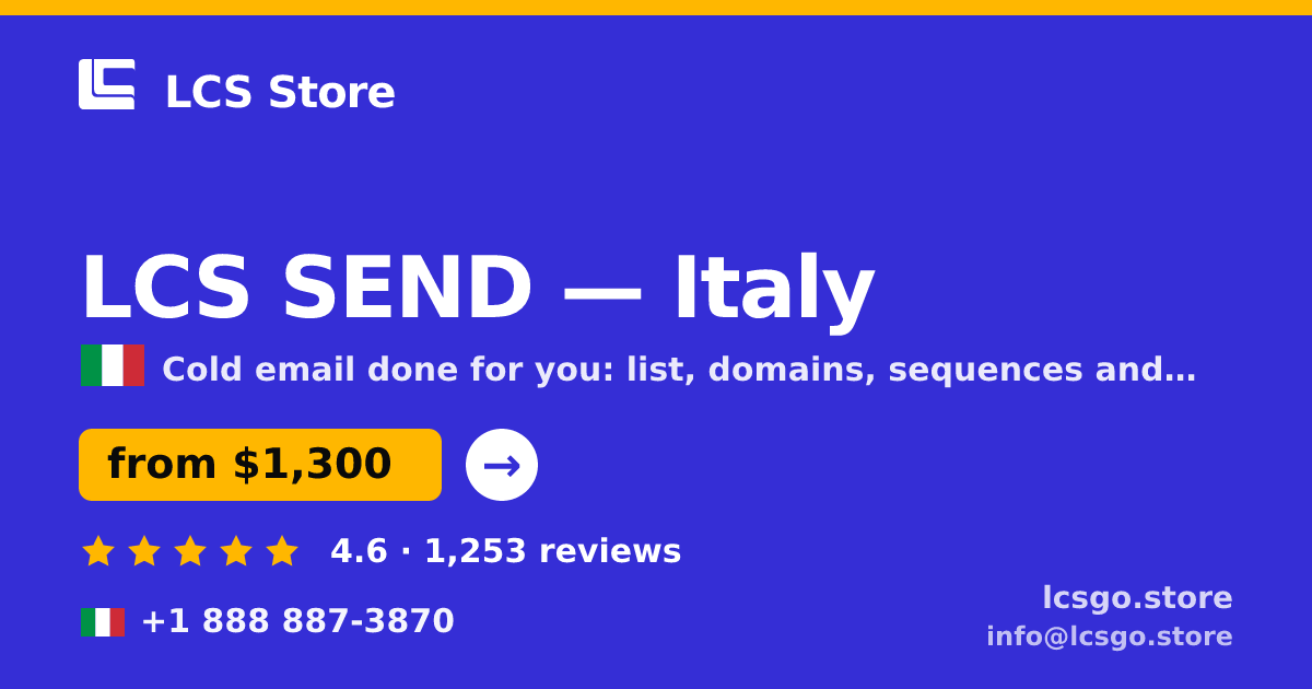 LCS SEND in Italy — from $1,300/mo, rated 4.6/5 by 1253 clients. LCS Store.