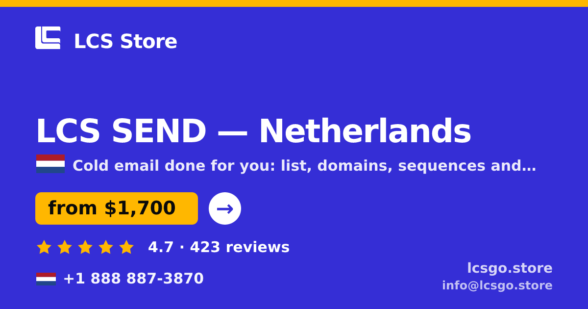 LCS SEND in Netherlands — from $1,700/mo, rated 4.7/5 by 423 clients. LCS Store.
