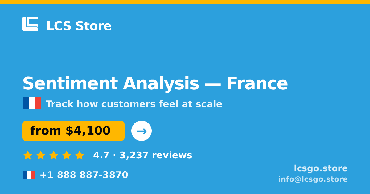 Sentiment Analysis in Marseille — from $4,500, rated 5/5 by 1533 clients. LCS Store.