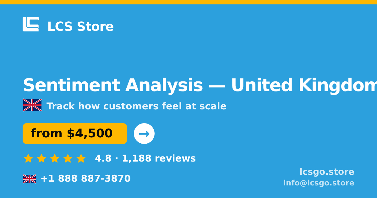 Sentiment Analysis in Glasgow — from $5,300, rated 4.7/5 by 2593 clients. LCS Store.