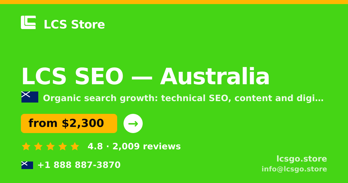 LCS SEO in Australia — from $2,300/mo, rated 4.8/5 by 2009 clients. LCS Store.
