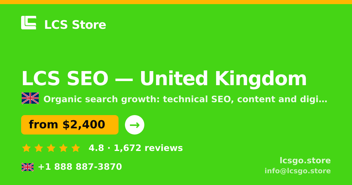 LCS SEO in United Kingdom — from $2,400/mo, rated 4.8/5 by 1672 clients. LCS Store.