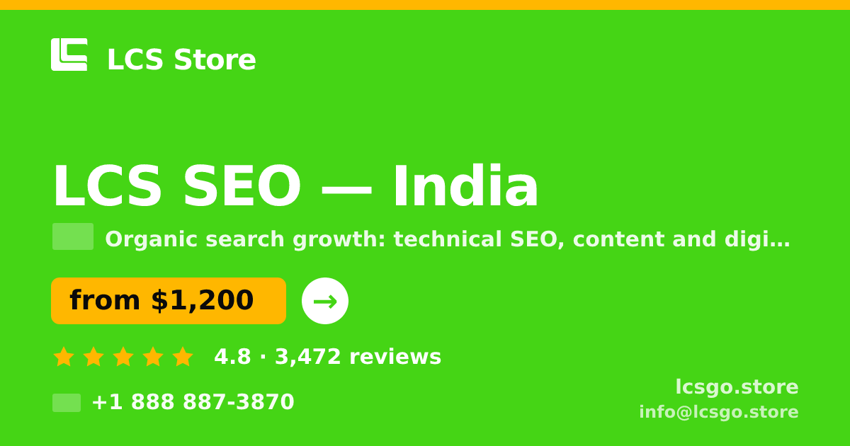 LCS SEO in India — from $1,200/mo, rated 4.8/5 by 3472 clients. LCS Store.