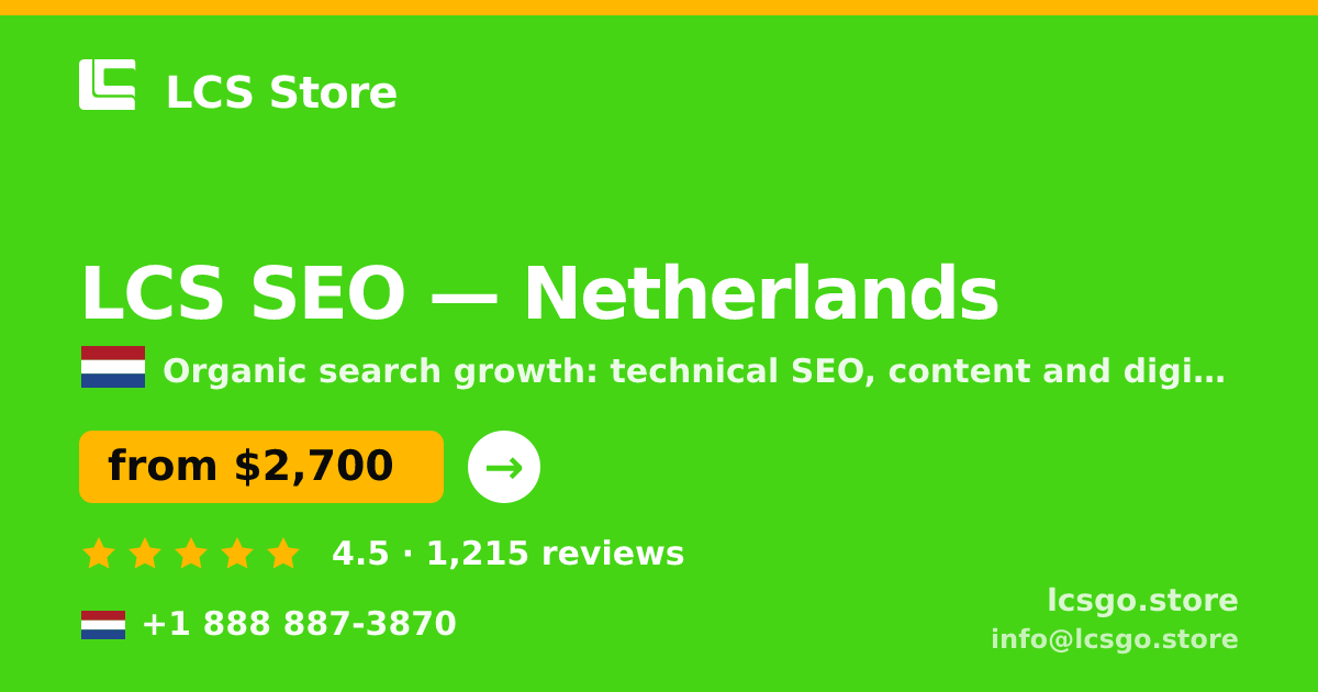 LCS SEO in Netherlands — from $2,700/mo, rated 4.5/5 by 1215 clients. LCS Store.
