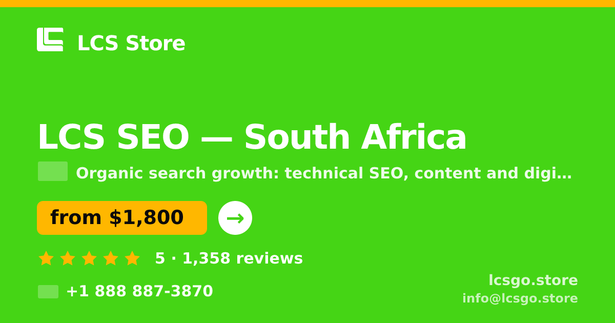 LCS SEO in South Africa — from $1,800/mo, rated 5/5 by 1358 clients. LCS Store.