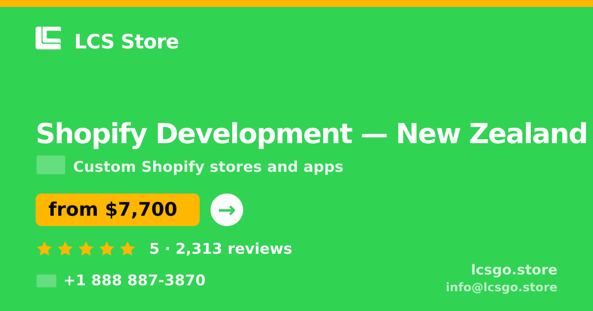 Shopify Development in Christchurch — from $7,600, rated 5/5 by 2994 clients. LCS Store.
