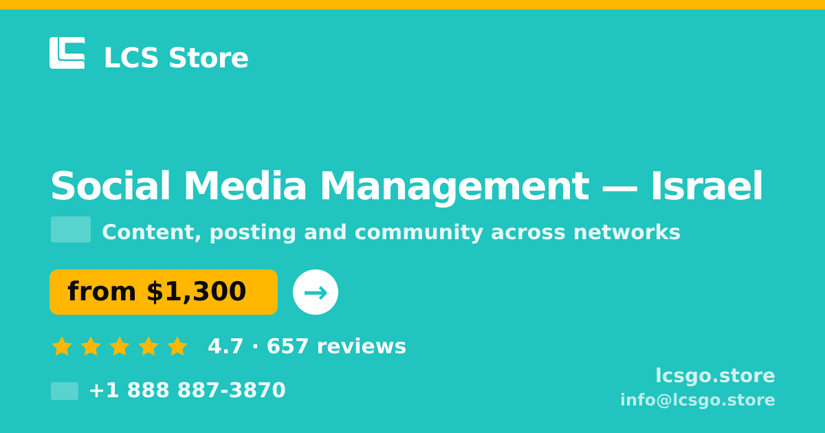 Social Media Management in Jerusalem — from $1,900/mo, rated 4.6/5 by 2188 clients. LCS Store.