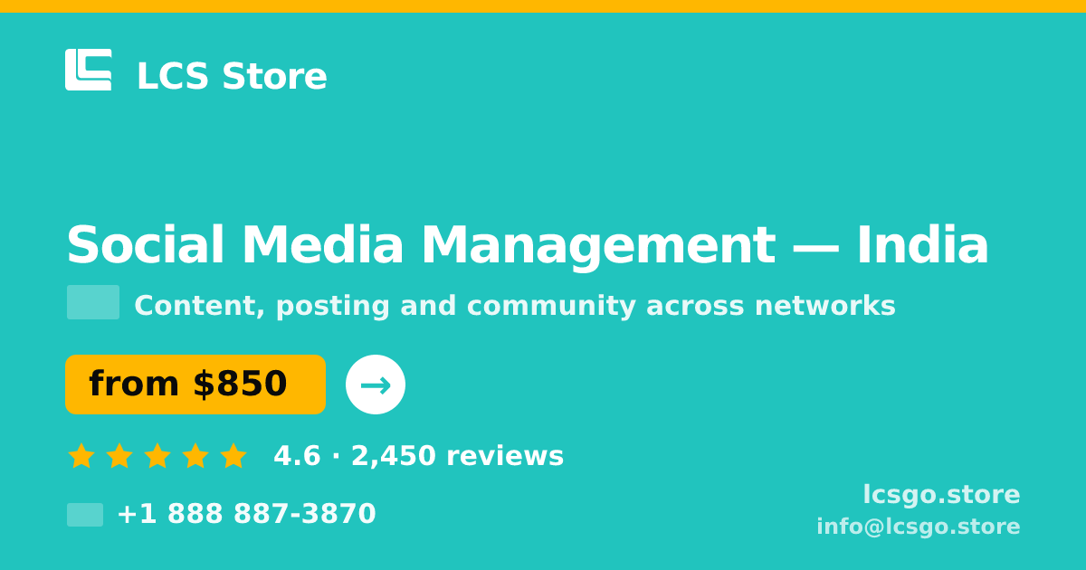 Social Media Management in India — from $850/mo, rated 4.6/5 by 2450 clients. LCS Store.