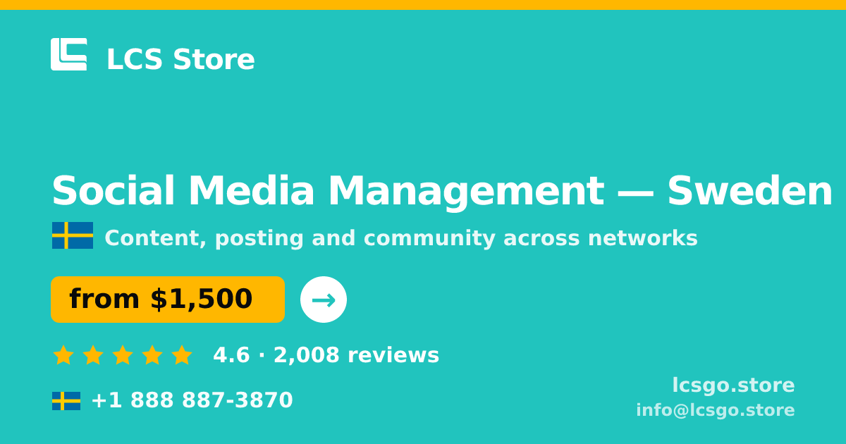 Social Media Management in Stockholm — from $1,900/mo, rated 4.6/5 by 2264 clients. LCS Store.