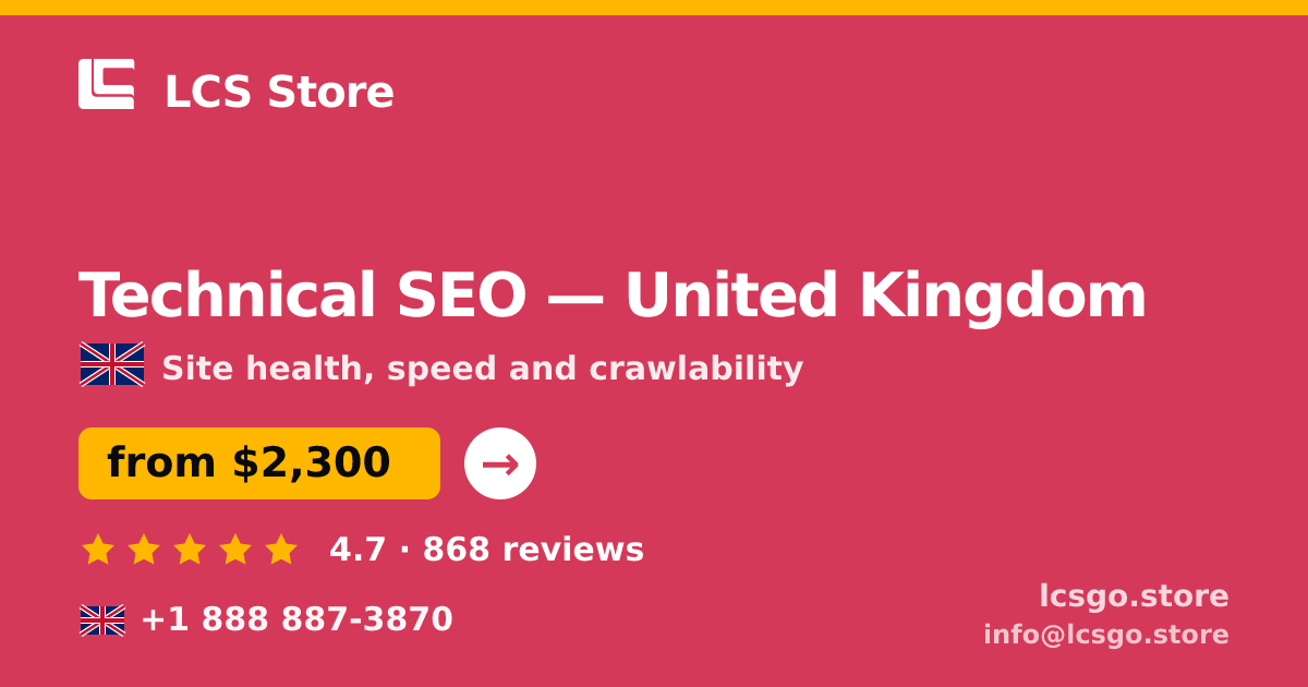 Technical SEO in Leeds — from $2,300, rated 5/5 by 3484 clients. LCS Store.