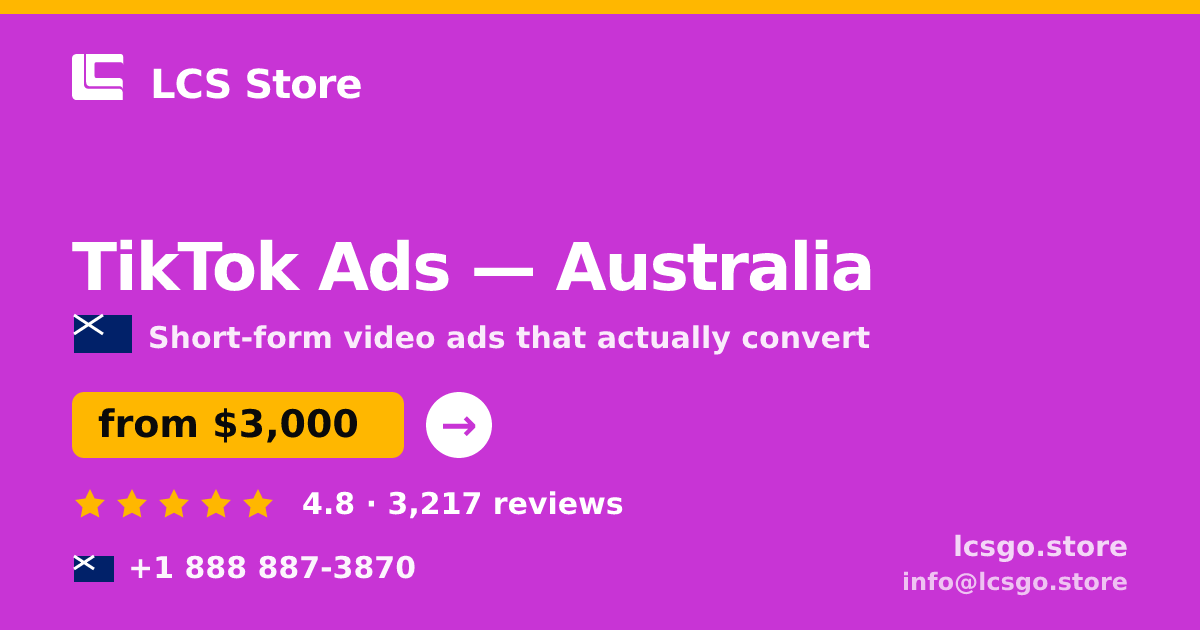 TikTok Ads in Melbourne — from $2,300/mo, rated 4.6/5 by 2713 clients. LCS Store.