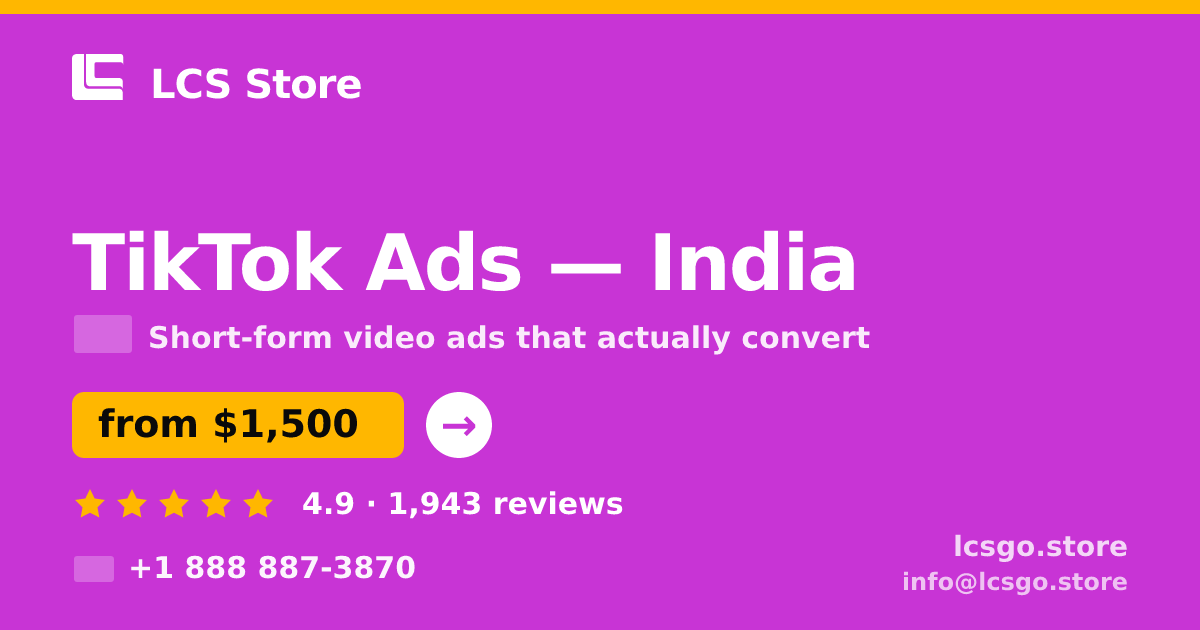 TikTok Ads in Mumbai — from $800/mo, rated 4.9/5 by 476 clients. LCS Store.