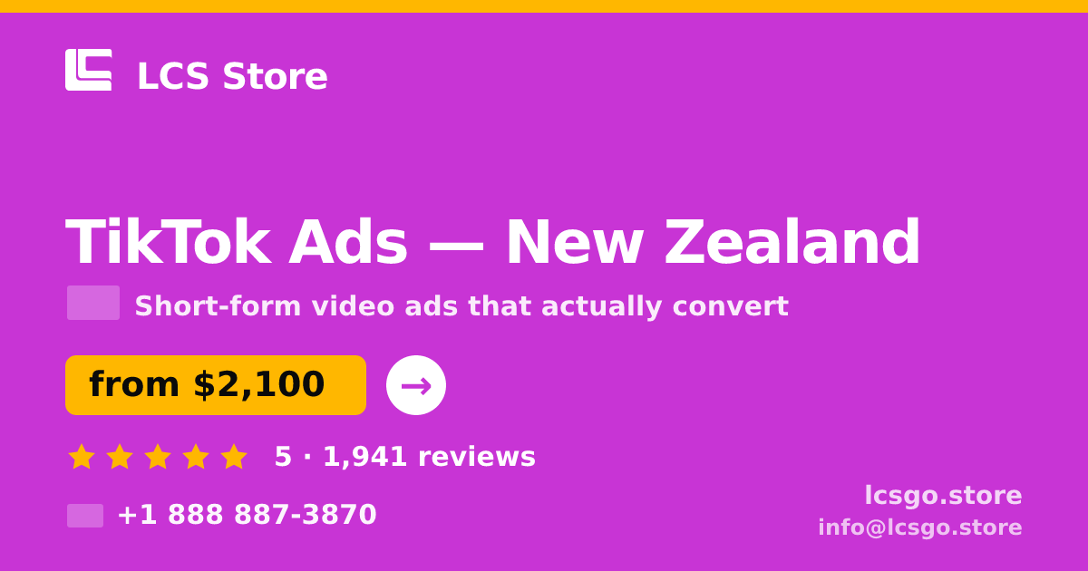 TikTok Ads in Christchurch — from $2,900/mo, rated 4.8/5 by 2594 clients. LCS Store.
