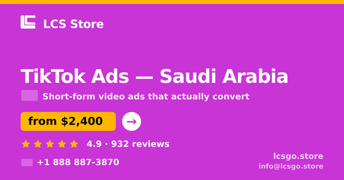 TikTok Ads in Dammam — from $2,600/mo, rated 4.8/5 by 3188 clients. LCS Store.