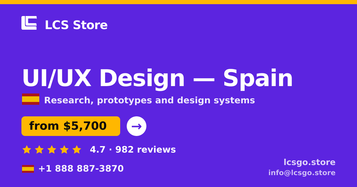 UI/UX Design in Spain — from $5,700, rated 4.7/5 by 982 clients. LCS Store.
