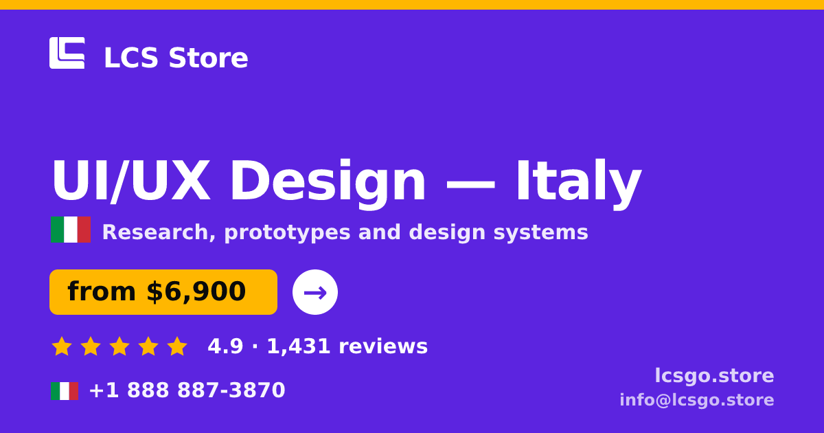 UI/UX Design in Italy — from $6,900, rated 4.9/5 by 1431 clients. LCS Store.