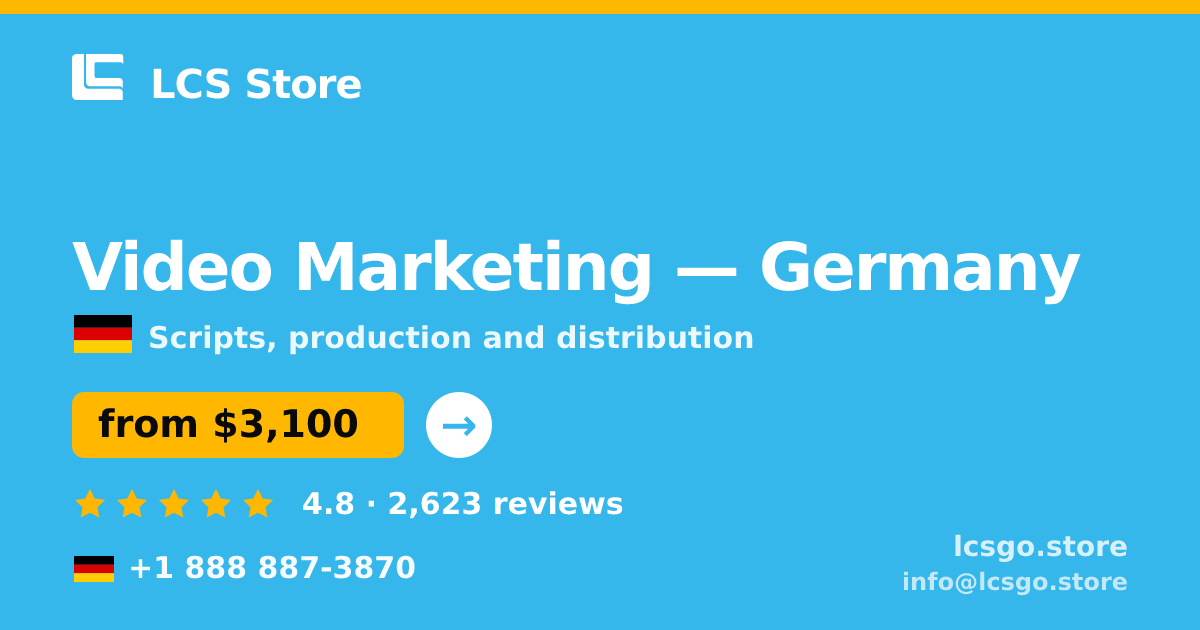 Video Marketing in Frankfurt — from $3,500, rated 4.7/5 by 1127 clients. LCS Store.