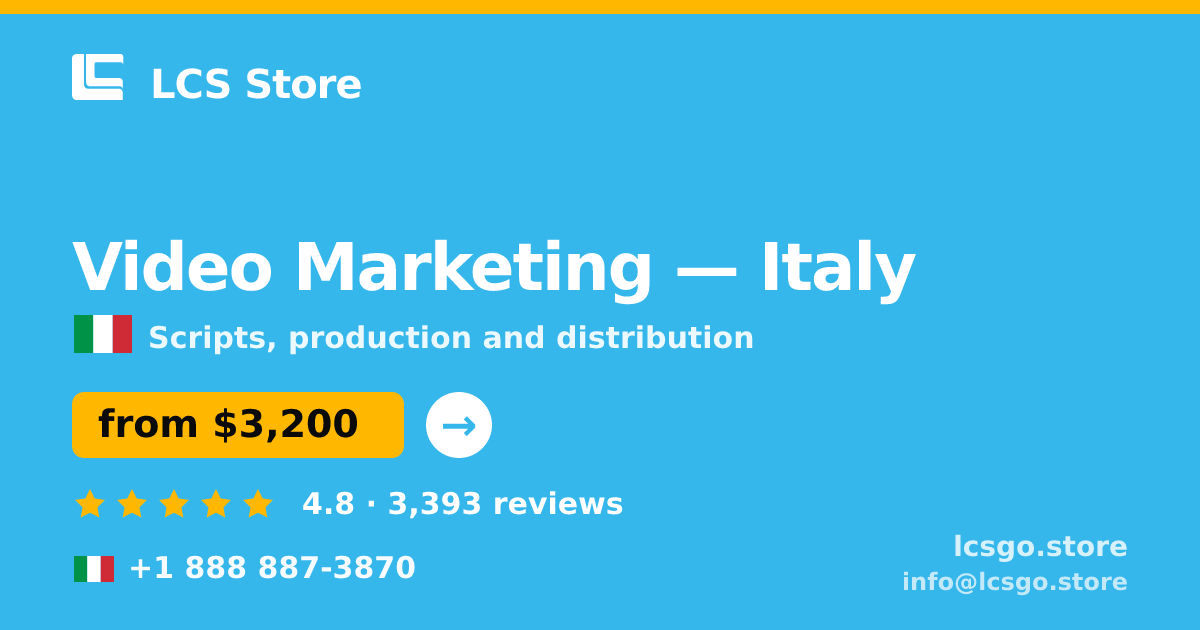 Video Marketing in Italy — from $3,200, rated 4.8/5 by 3393 clients. LCS Store.