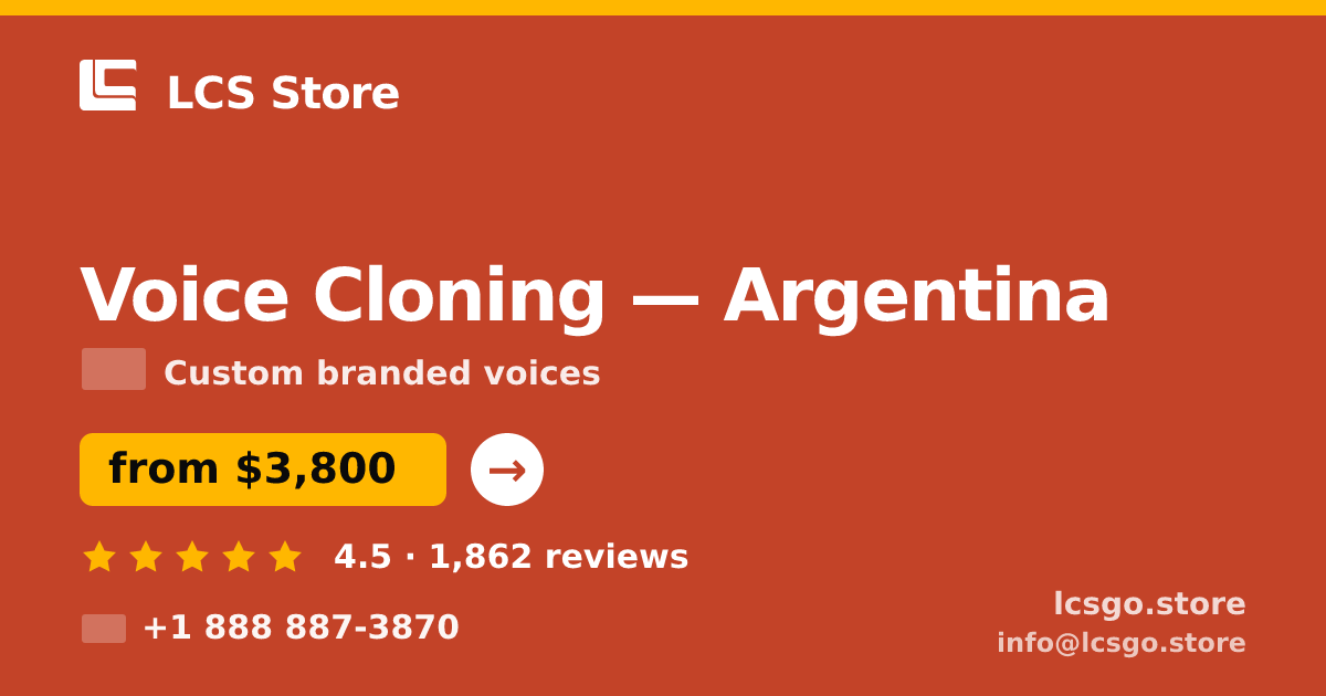 Voice Cloning in Argentina — from $3,800, rated 4.5/5 by 1862 clients. LCS Store.