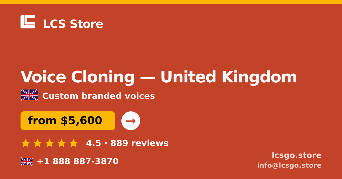 Voice Cloning in United Kingdom — from $5,600, rated 4.5/5 by 889 clients. LCS Store.