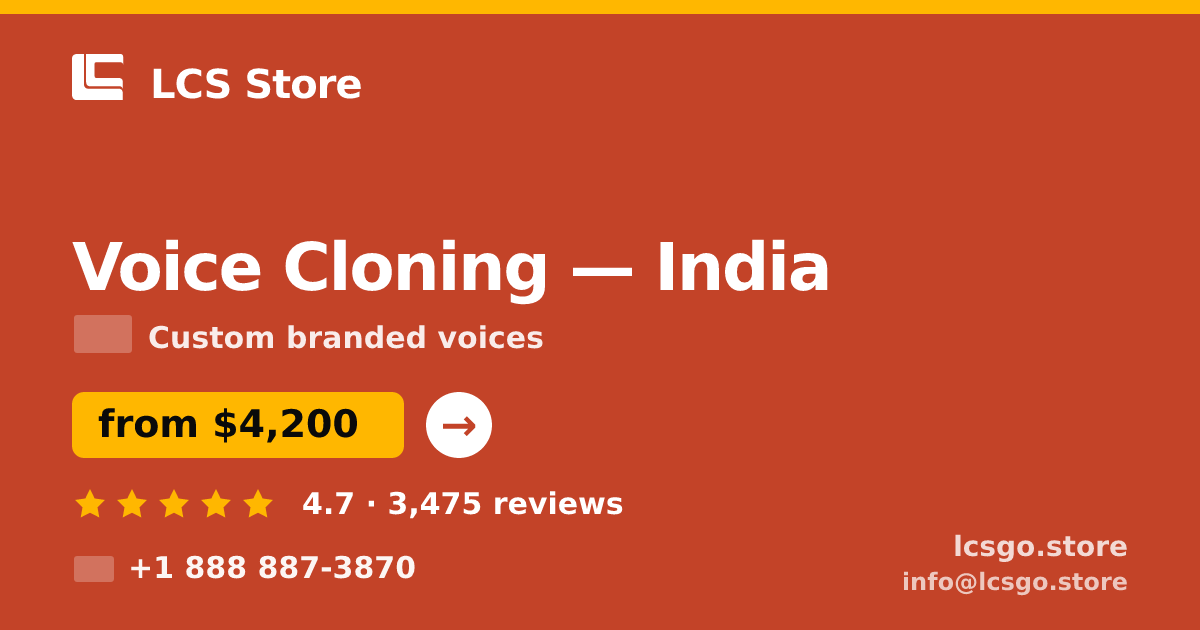 Voice Cloning in Chennai — from $2,300, rated 4.5/5 by 911 clients. LCS Store.