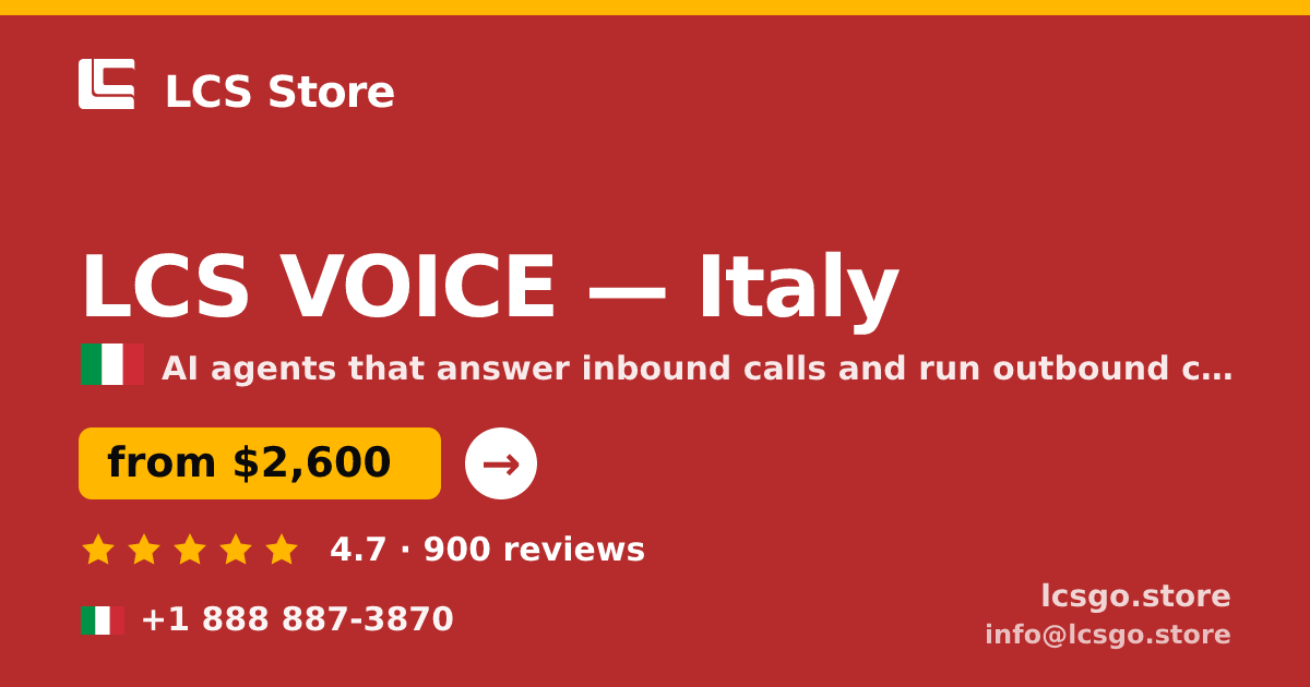 LCS VOICE in Italy — from $2,600/mo, rated 4.7/5 by 900 clients. LCS Store.