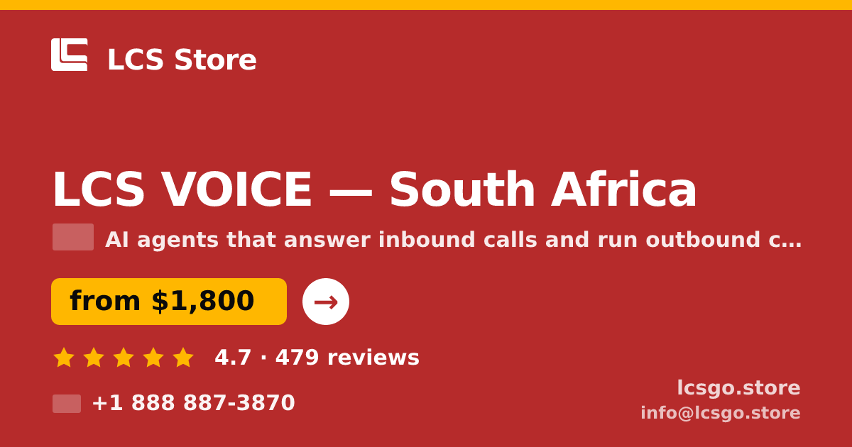 LCS VOICE in South Africa — from $1,800/mo, rated 4.7/5 by 479 clients. LCS Store.