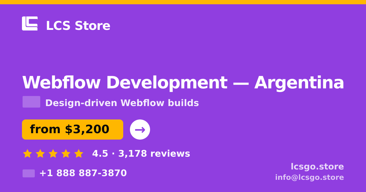 Webflow Development in Argentina — from $3,200, rated 4.5/5 by 3178 clients. LCS Store.