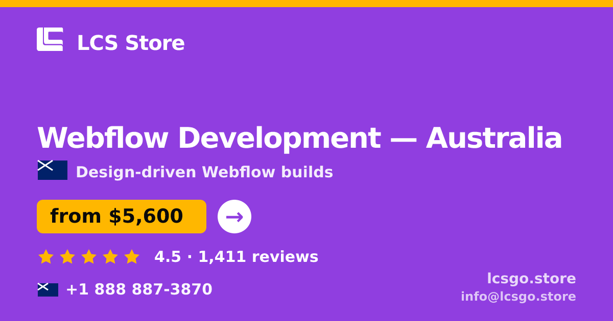 Webflow Development in Australia — from $5,600, rated 4.5/5 by 1411 clients. LCS Store.