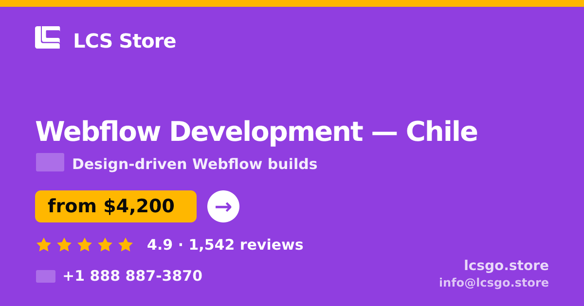 Webflow Development in Chile — from $4,200, rated 4.9/5 by 1542 clients. LCS Store.