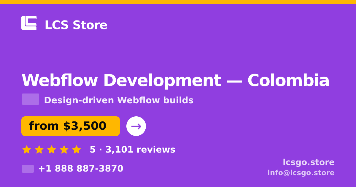 Webflow Development in Colombia — from $3,500, rated 5/5 by 3101 clients. LCS Store.