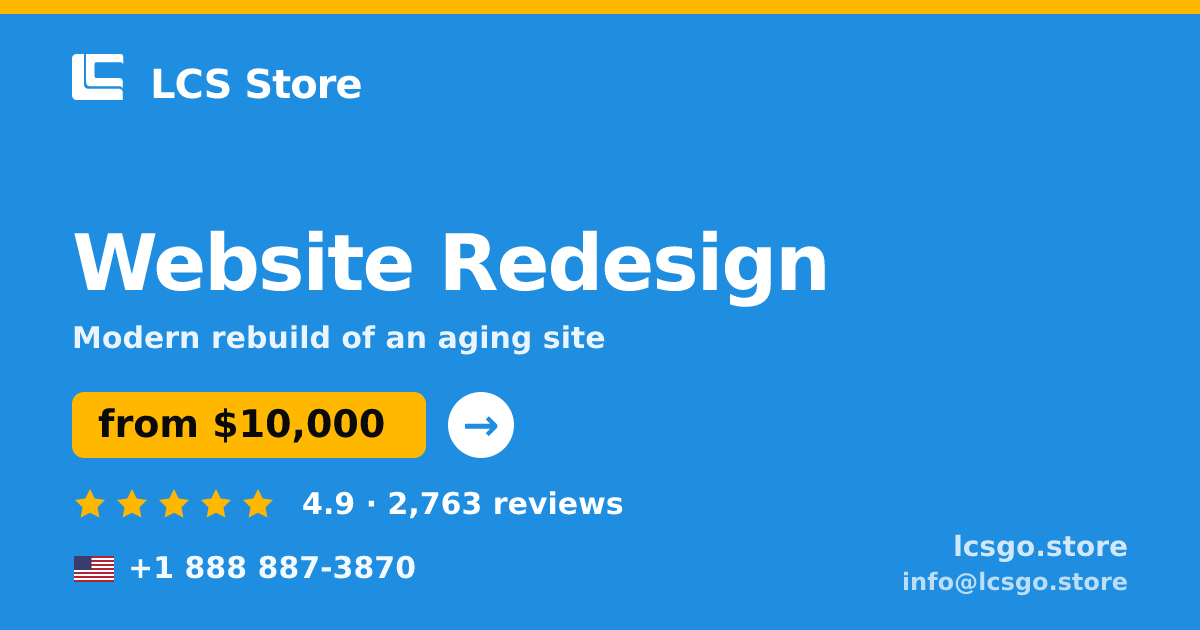 Website Redesign in the USA — from $10,000, rated 4.9/5 by 2763 clients. LCS Store.