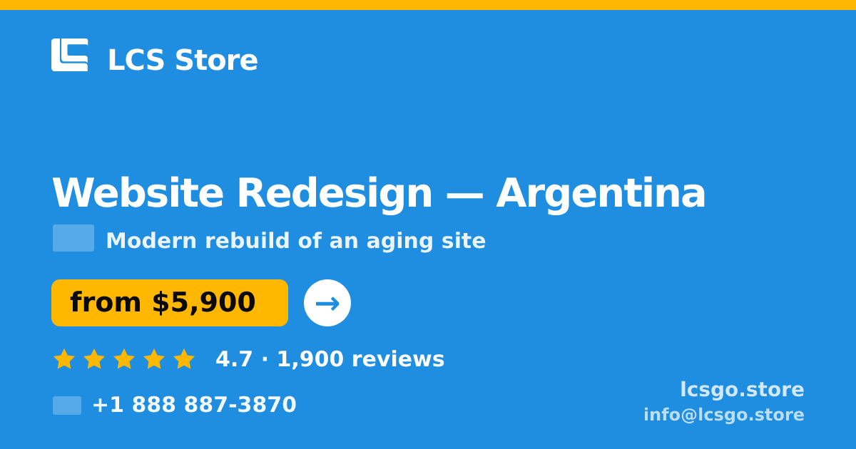 Website Redesign in Argentina — from $5,900, rated 4.7/5 by 1900 clients. LCS Store.