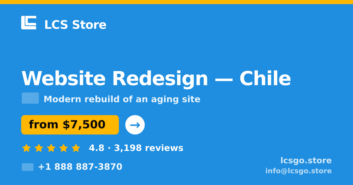 Website Redesign in Chile — from $7,500, rated 4.8/5 by 3198 clients. LCS Store.