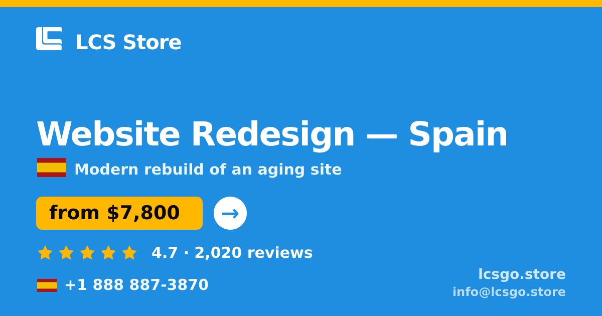 Website Redesign in Valencia — from $5,500, rated 4.7/5 by 1649 clients. LCS Store.
