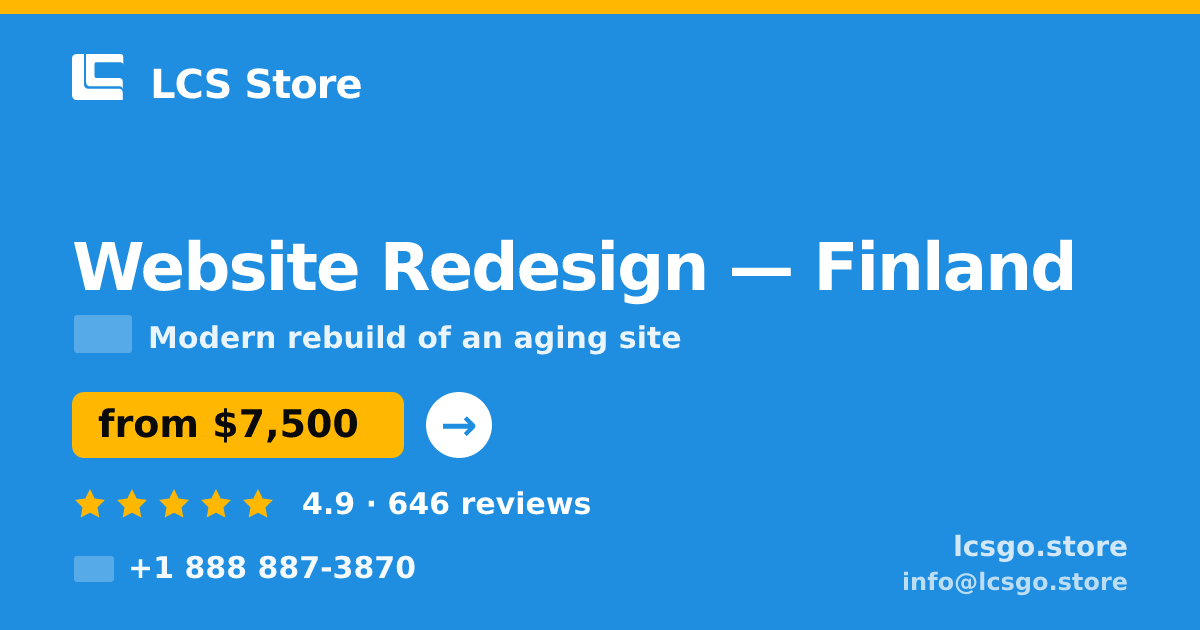 Website Redesign in Finland — from $7,500, rated 4.9/5 by 646 clients. LCS Store.