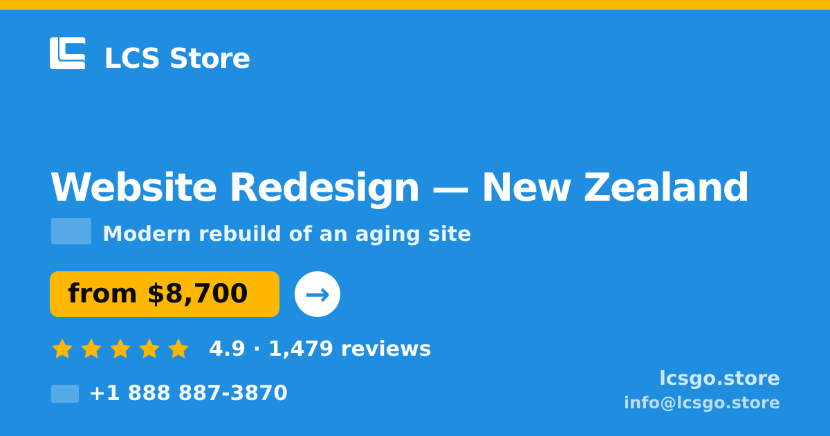Website Redesign in New Zealand — from $8,700, rated 4.9/5 by 1479 clients. LCS Store.