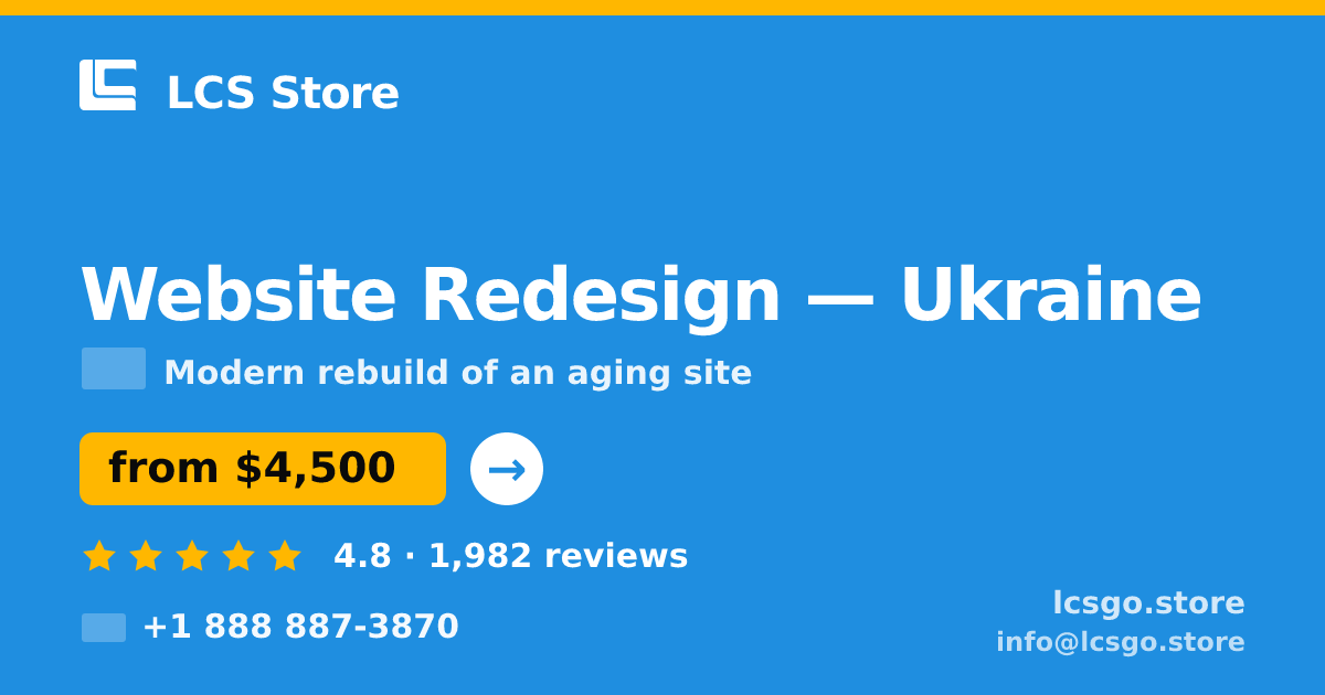 Website Redesign in Ukraine — from $4,500, rated 4.8/5 by 1982 clients. LCS Store.