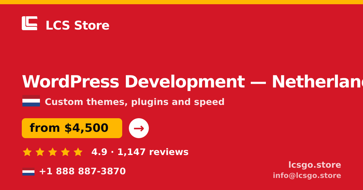 WordPress Development in Amsterdam — from $5,000, rated 4.8/5 by 2695 clients. LCS Store.